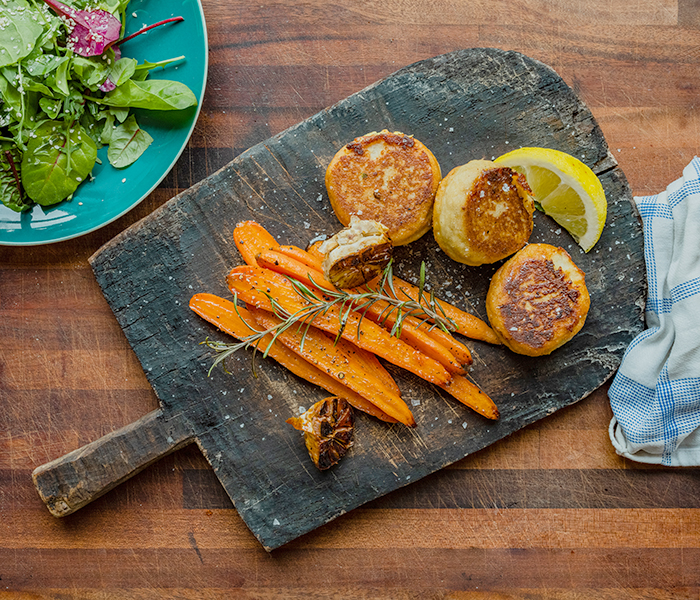 Fish Cakes with Butter Carrots